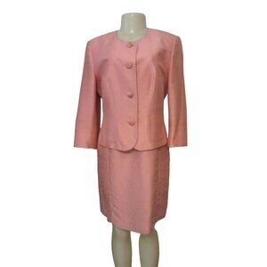 Vintage Coral 100 Silk Dress w Jacket by Votre Nom in Sizes 2 and 3